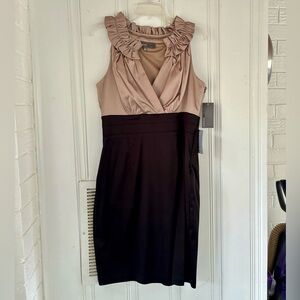NWT Donna Ricco gold/bronze and black satin cocktail / wedding dress size 12